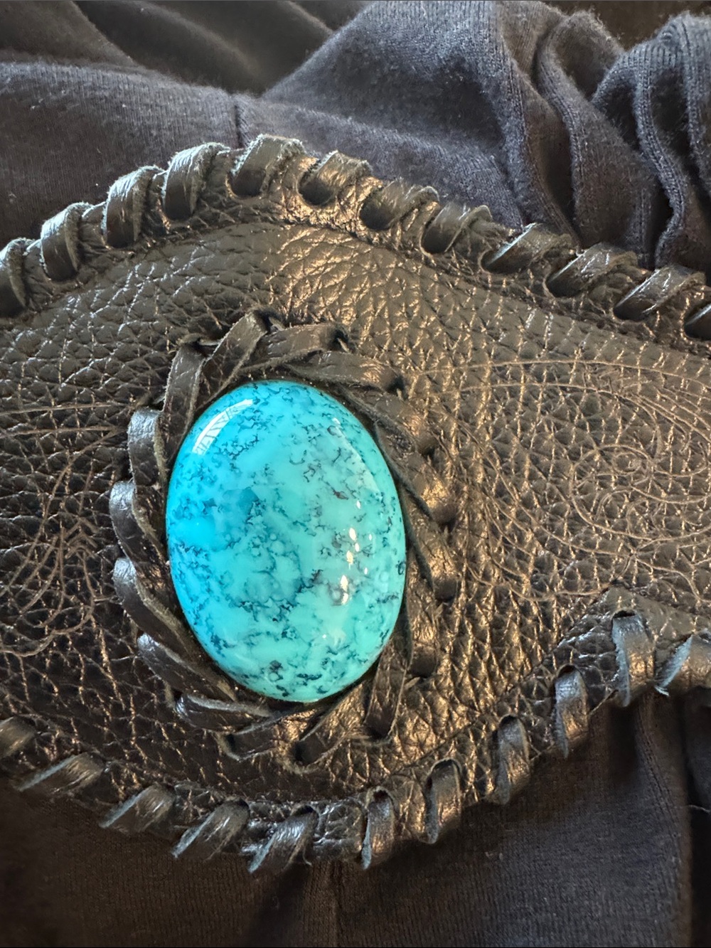 Sky Black V‑Neck Tunic with Turquoise Medallion - Picture 10 of 10